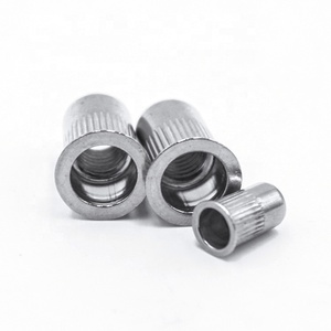 Düz kafa yakın ucu paslanmaz çelik somun SS304 316 3/8 "7/16" 1/2 "çelik yuvarlak kafa katı perçin ekler somun dikey şerit ile - Product Image 1