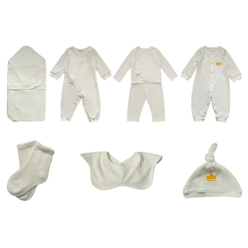 Vêtements pour nouveau-né personnalisés, 7 pièces de 0 à 1 ans, ensembles cadeaux de vêtements de nuit pour bébé