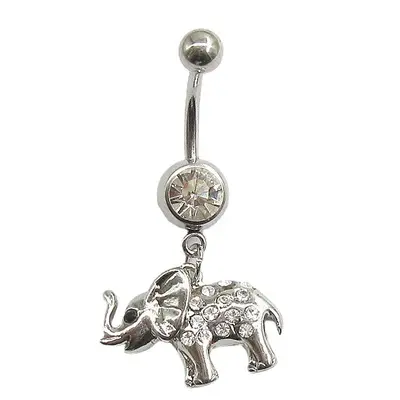 BBR-123 Vintage Body Piercing Jewelry Custom Surgical Designer Elephant Dangle Belly Button Rings