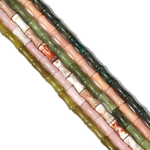 5x12mm טבעי כהה ירוק ישפה אבן חרוזים חן צינור חרוזים שרשרת צמידי תכשיטי ביצוע (AB2040)
