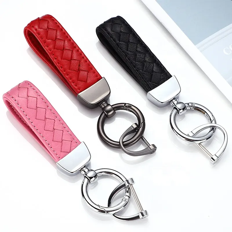 High Quality New Design Leather Flower Clasp Keychains for Small Gifts Modification Key Ring Pendant