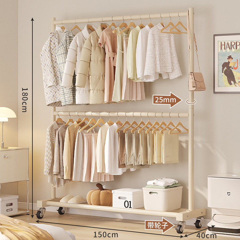 Double-layer cream white with wheels, 150*180 mm