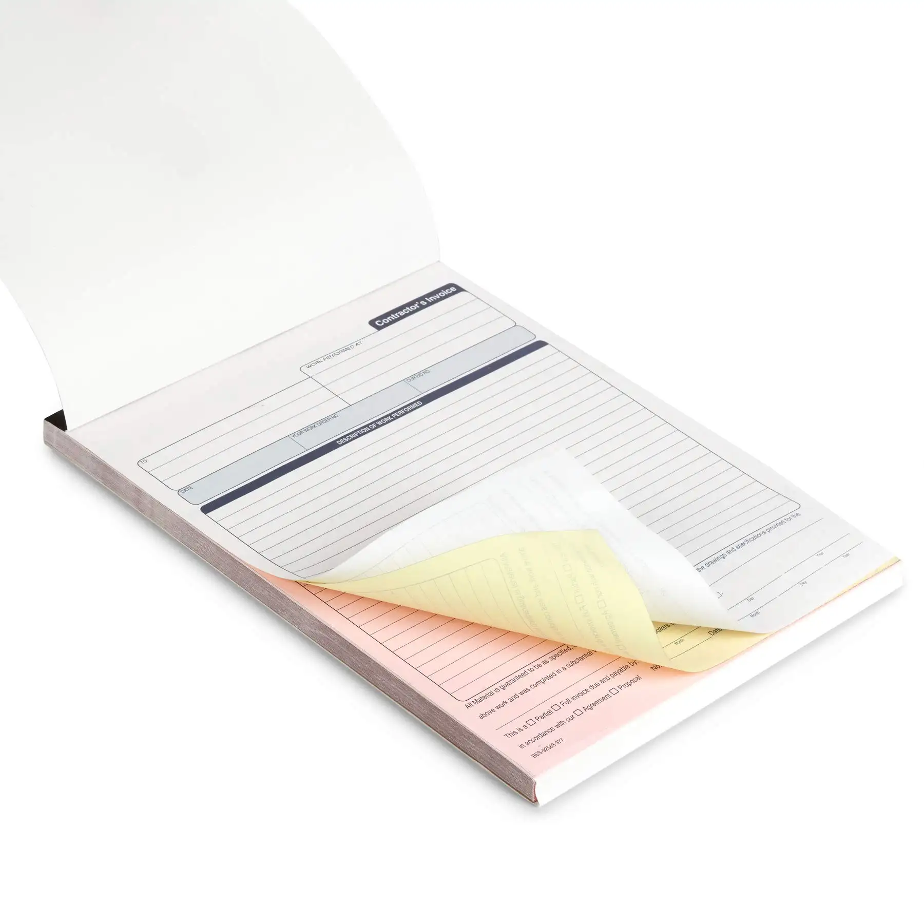 Penjualan bisnis disesuaikan buku tagihan uang tunai duplikat tanda terima pesanan kertas tanpa karbon warna cmyk desain cetak
