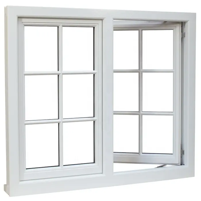 Americano europeo estilo 3 Panel Triple PVC ventanas de doble acristalamiento ventana abatible