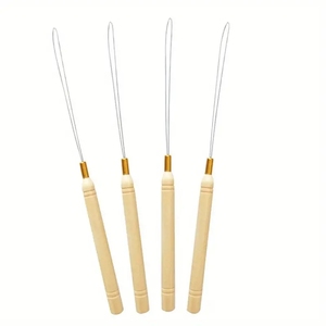 Wholesale 8D Wooden Plastic Threader Pulling <strong>Needle</strong> Hair Crochet Hair Weaving Micro Ring Loop Tool Handle Hook <strong>Needles</strong>