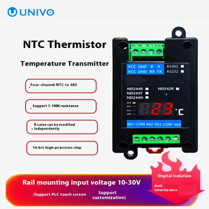 Transmisor de temperatura de alta precisión Pantalla digital Termistor NTC Aislado 10K/20Kb Valor RS485 -20 ~ 60 ℃ 2/4/8 Canales - Product Image 3