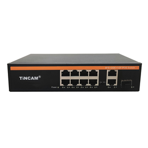 TiNCAM 8-Port 10/100M AI PoE-Switch 2*10/100/1000Mbps RJ45-Ports 1*1,25G SFP-Ethernet-Netzwerk-Switches für CCTV-IP-Kameras NVRs