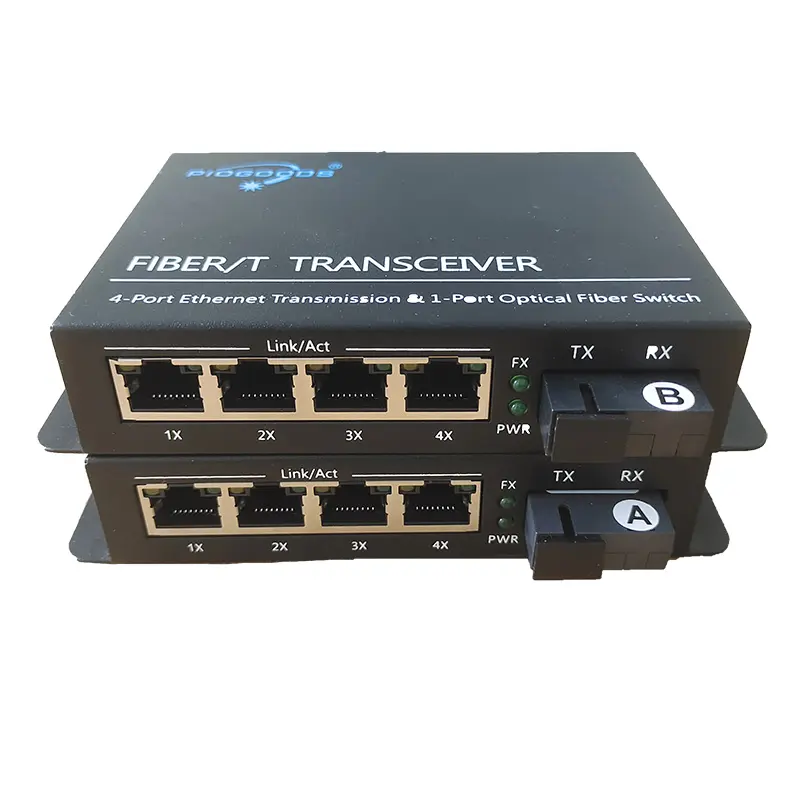 20Km 1000M Gigabit Ethernet Rj45 4 port tek Fiber optik alıcı-verici medya dönüştürücü tedarikçiler