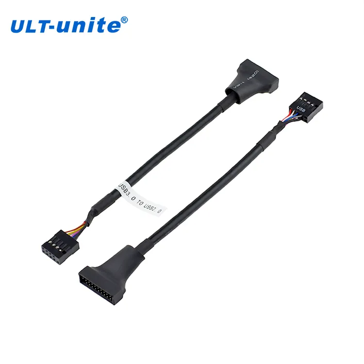 ULT-UNITED USB 3.0 Header Motherboard 19pin 20pin jantan ke USB 2.0 9pin kabel adaptor betina