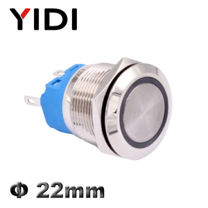22mm elektrisches Ein-Aus-LED-Druckknopf schalter SPDT <span class=keywords><strong>DPDT</strong></span> 12/24/220V Wasserdichter Moment verriegelung metall druckknopf 1 NO1NC 2 NO2NC