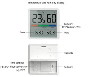 Reloj digital de pantalla más grande de alta precisión con controlador de sensor de temperatura y humedad - Product Image 2