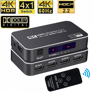 4 in 1 Out 4K HDR HDMI 2.0 Switcher 4X1 4 port 4K 60Hz HDMI Switch HDCP 2.2 HDR10 PS5 Apple TV PS4 için IR uzaktan kumanda ile - Product Image 2