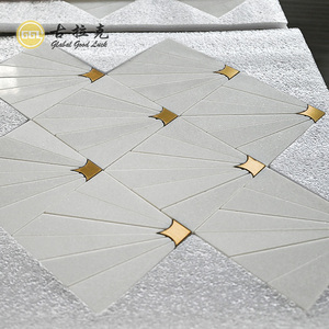 Fancy thassos Trắng Mix Brass gạch đá cẩm thạch hình chữ nhật Gạch Mosaic cho nhà/biệt thự/căn hộ tường và sàn trang trí nội thất - Product Image 6