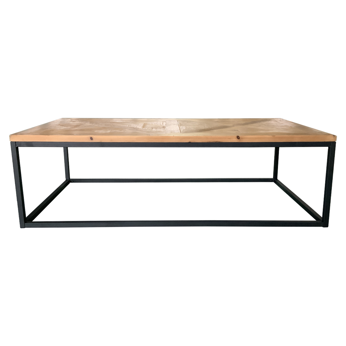 natural top/black iron frame base