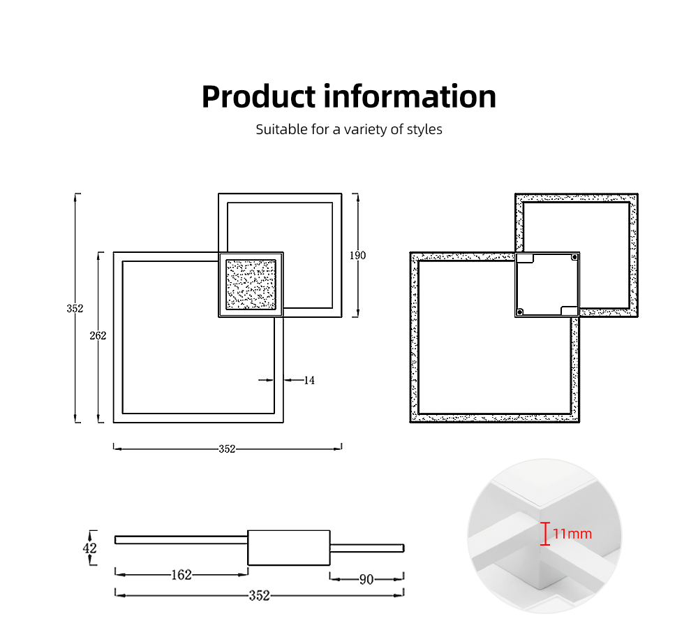Nordic Square Wall light for Home Living Room Bedroom Modular Decorative LED Background Wall Lamps Indoor