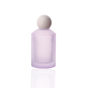 Toptan parfüm şişesi 30ml 50ml 100ml çizgili özelleştirilebilir renk pompa püskürtücü boş yuvarlak cam parfüm şişesi