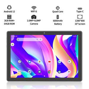 Nuovo arrivo A133 Quad-core 10 pollici 1280*800 ips 6 + 64G android 12 tablet con doppio altoparlante