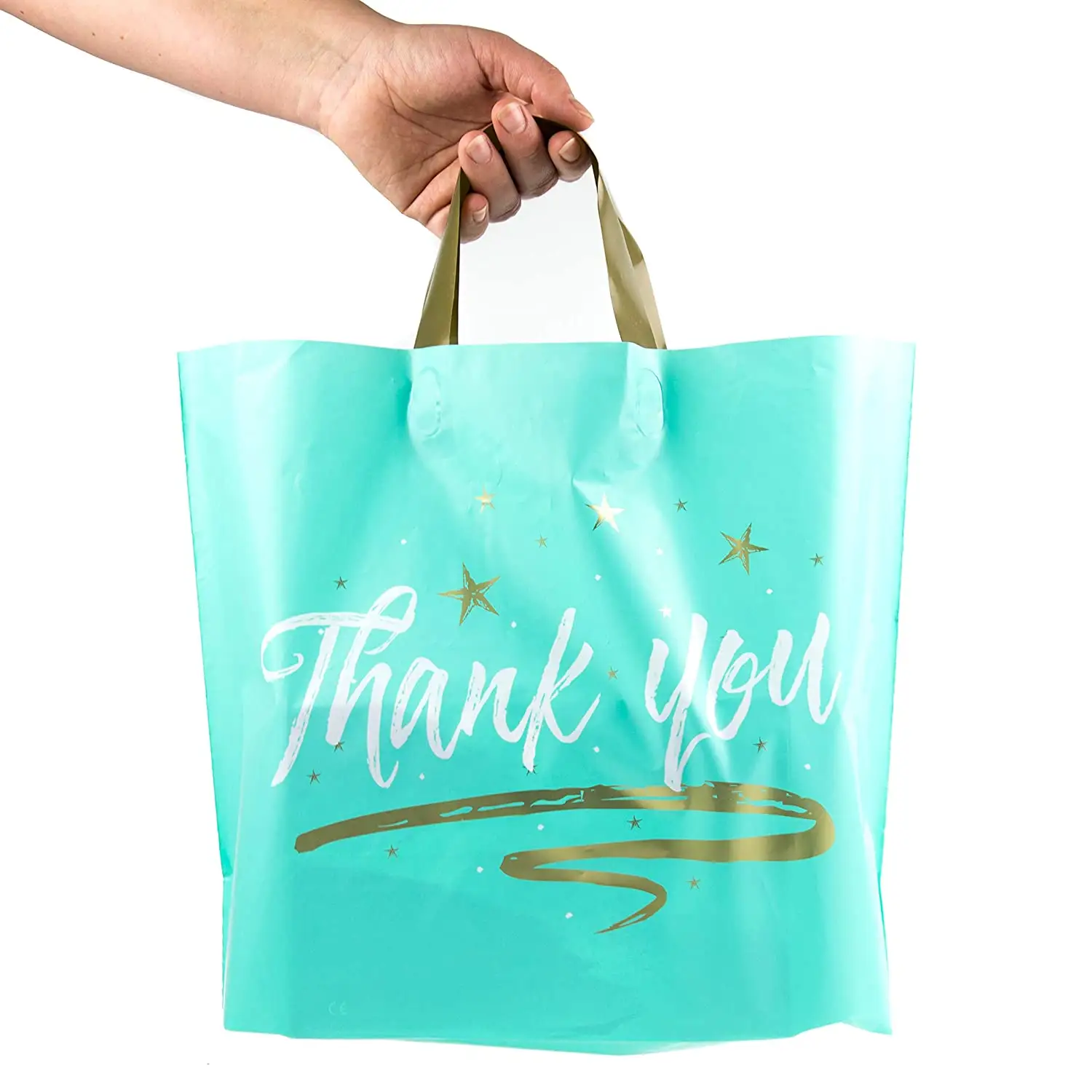 Benutzer definierte gedruckte Restaurant Kunststoff Einkaufstasche Soft Loop Griff Lebensmittel herausnehmen Tasche Danke Merchandise Bag