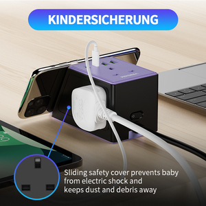 VINISEM Tischs teckdose Steckdosen leiste mit mehreren Steckdosen 3 Steckdosen 2 USB-und 2 multifunktion ale kabellose Ladestation Typ C. - Product Image 6