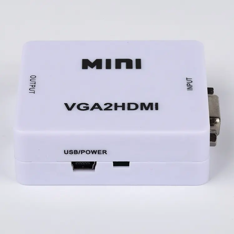 Mini conversor VGA para HD e caixa conversora de áudio VGA Conversores VGA e áudio L/R para uma saída HD