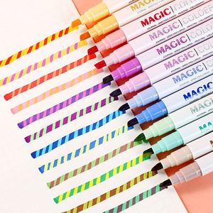 Marcador creativo para estudiantes, resaltador mágico de doble punta que cambia de color con 6/12 colores, recién llegado - Product Image 1