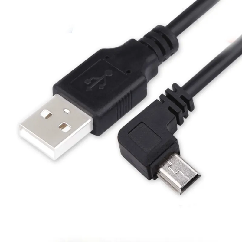 1m 90 도 벤드 오른쪽 USB 미니 5Pin 5p v3 데이터 충전 USB 대시 캠 MP3 운전 레코더 케이블 코드