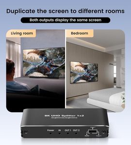 2พอร์ต HDMI 2.1 Splitter 3840x216 0/60Hz, 8K 2ทางอะแดปเตอร์สวิทช์1X2เสียงสำหรับหลายจอภาพ Nintendo - Product Image 5