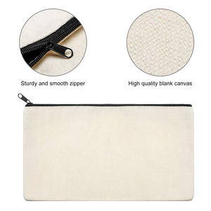 Canvas <strong>Pouch</strong> Multi Purpose Cosmetic Bag with Zipper DIY Craft Blank Makeup Bags Bulk Travel Toiletry Bag Sublimation Custom Logo - Product Image 3
