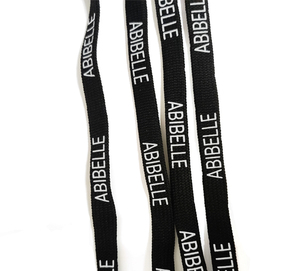 Black Colored <strong>High</strong> <strong>Quality</strong> 3D logo Printing Custom Non-slip Flat Polyester Braid Cord With Metal End Draw <strong>String</strong> for Hoodie Rope - Product Image 5