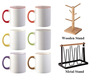Two Tone Mug Ceramic <strong>Cups</strong> 11oz C-Handle <strong>Solid</strong> <strong>Color</strong> Inside Coffee Mugs for Sublimation Printing - Product Image 3