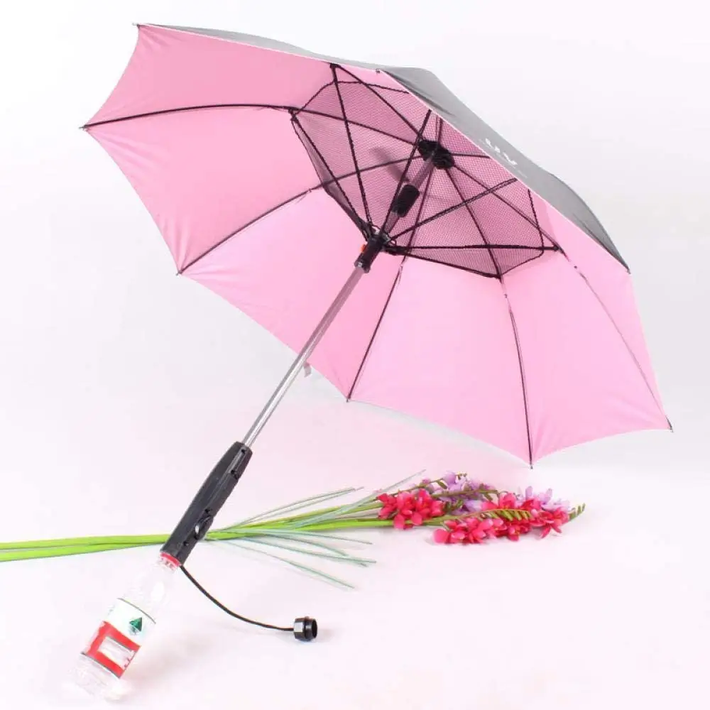 منتج جديد مبتكرة يمكن شحن هاتف محمول دش مظلة مروحة المياه مظلة غولف مع مروحة