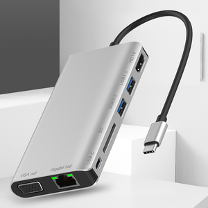 铝制Usb 7 In 1 USB C充电适配器母到Usb-C集线器公电话到VGA HDMI RJ45 - Product Image 4