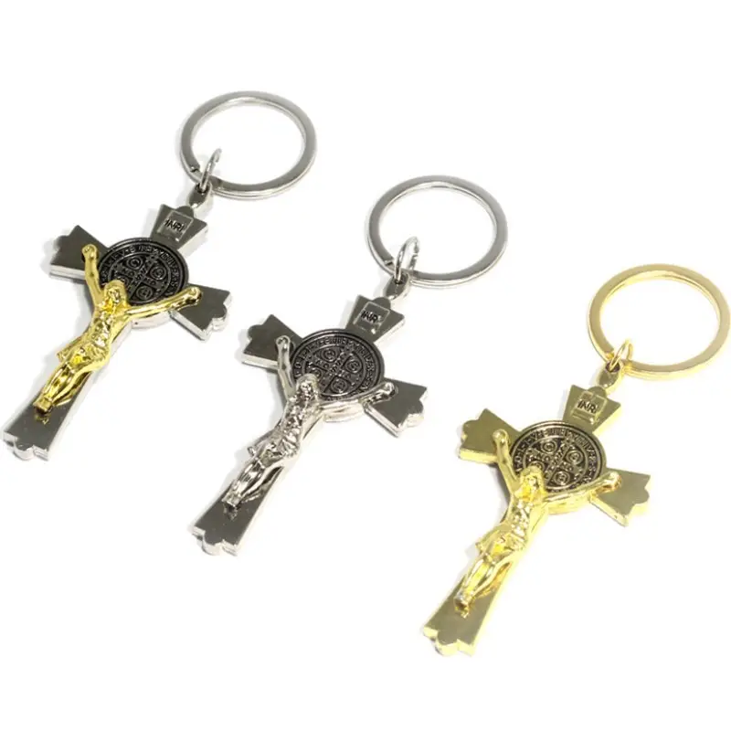 Hot Vintage Kẽm Hợp Kim Chúa Giêsu Chữ Thập Keychain Mặt Dây Chuyền Cá Tính Xe Móc Chìa Khóa Cây Thánh Giá Mặt Dây Chuyền Túi Trang Trí