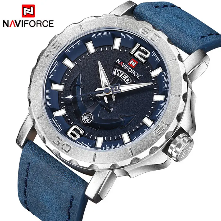 NAVIFORCE 9122 naviforce nouvelles montres montre sport bracelet en cuir affaires date semaine horloges temps pour homme sport hommes marque