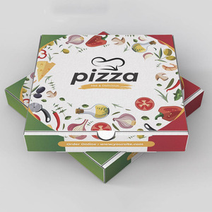 Türkiye'de özel baskılı Logo Pizza kutusu tek kullanımlık geri dönüşüm Mini Pizza kutuları biyobozunur yuvarlak Pizza kutusu - Product Image 1
