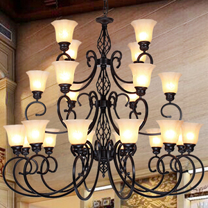 Staircase <strong>Light</strong> Villa Duplex Chandelier Three-layers Nordic Lamps American Retro Iron Art European Living Room <strong>Lights</strong>