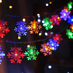 Colorido USB árbol de Navidad habitación decoración LED copo de nieve cadena de luces batería vacaciones iluminación decorativa festón guirnalda Luz - Product Image 1