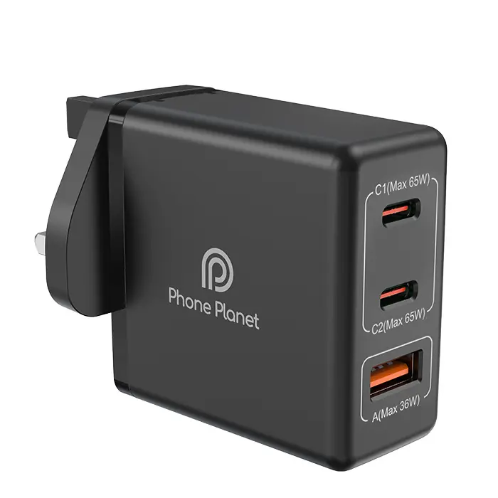 Phone Planet new 2023 products PD65W GaN UK 3 port travel wall charger usb wall charger For Macbook IPhone Tablet Phones Android