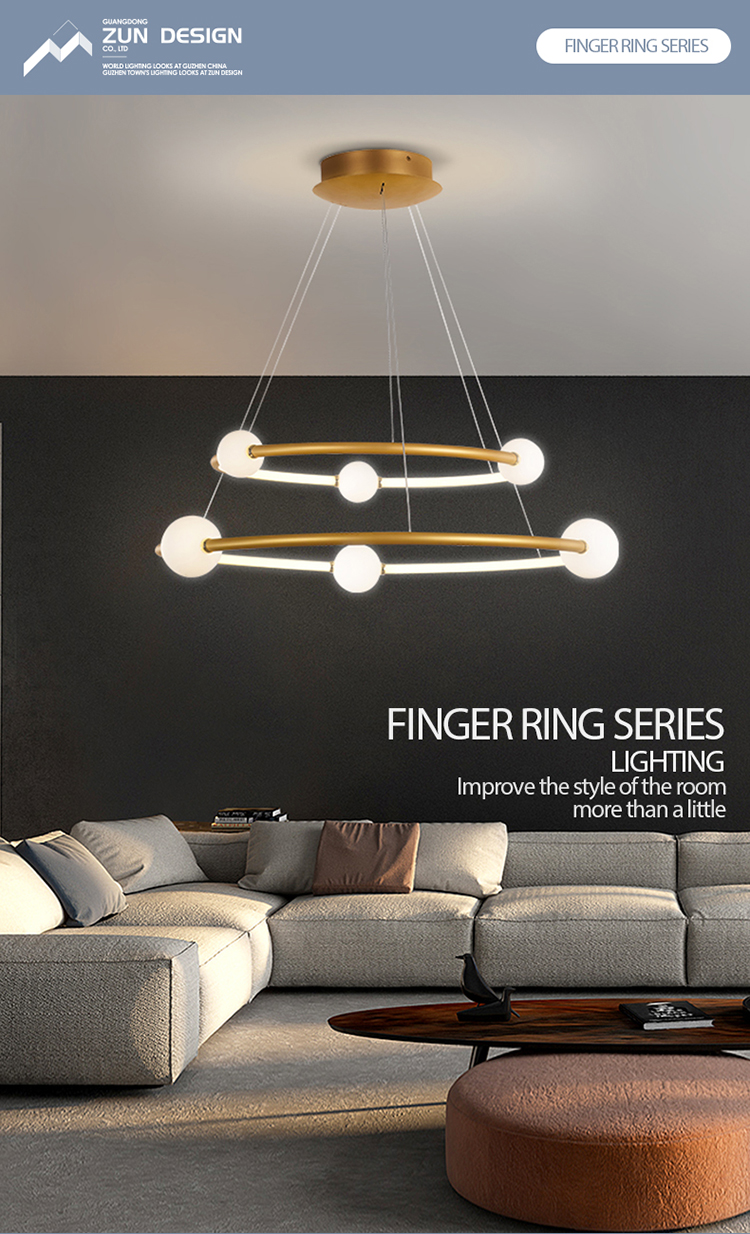 Zun Design ring round circle bamboo led chandelier flat pendant 3 light lamps modern  luxury light for dinning