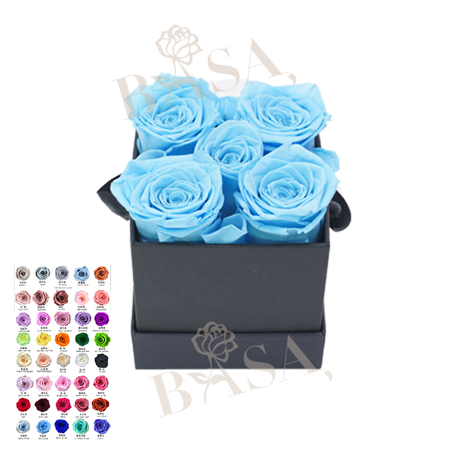 5 roses in square box