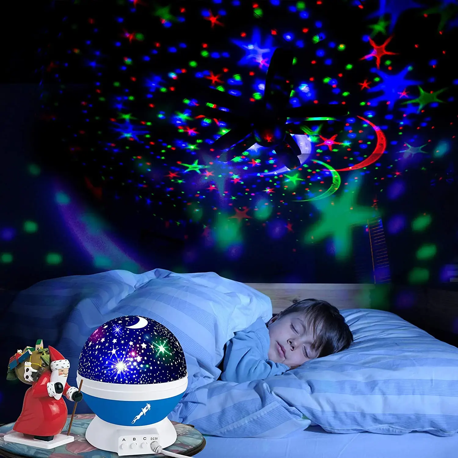 Ventas calientes Sensor de control remoto Dormitorio Bebé Cargador de pared Lámpara De Luna Luz de noche Proyector de estrellas Cielo ESTRELLADO