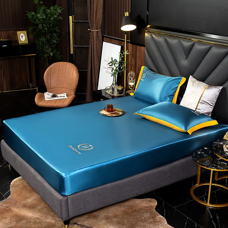 Parure de lit en Satin, style moderne, pour lit luxueux, ensemble de literie, drap housse en Satin, 3 pièces, nouveauté