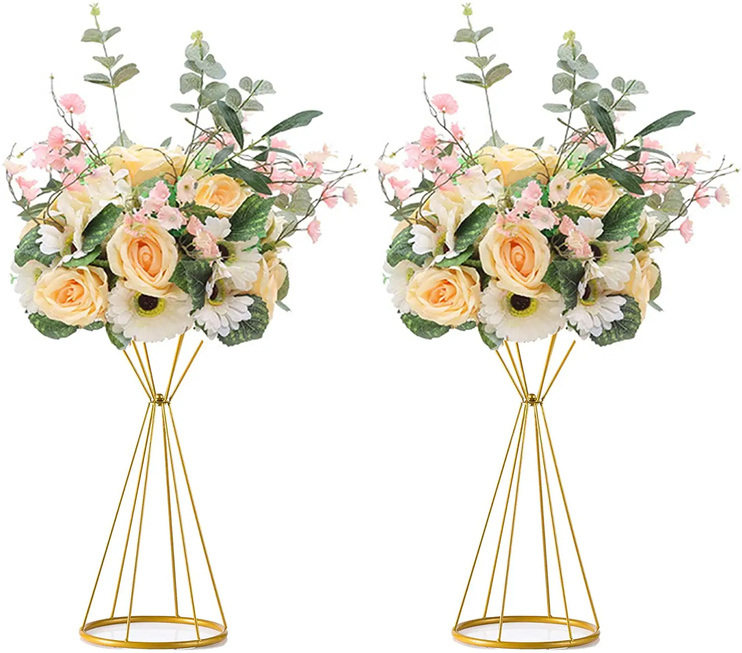 Дешевые металлические Новые короткие роскошные украшения цветок золотой стол Свадебный центральный элемент