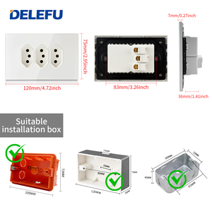 DELEFU巴西标准墙壁智能开关，带usb-c钢化玻璃面板，适合家庭使用 - Product Image 4