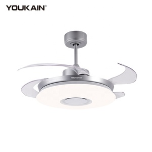 Modern APP uzaktan kumanda RGB lamba müzik hoparlörü WIFI Alexa oturma odası DC Motor geri çekilebilir LED tavan vantilatörü ile LED ışık - Product Image 5