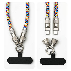 2 in 1 Phone Lanyard Type- <strong>C</strong> to Type-<strong>C</strong>/ Type-<strong>C</strong> to 8 Pin Data Cable, Multifunctional Woven PD60W Flash Charging Cable - Product Image 3