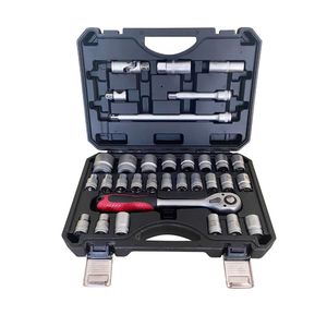 CLTOOL 32 pcs扳手碳钢扳手手柄轮胎拆卸棘轮套筒手动修理工具汽车修理工具盒套装