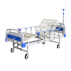 <strong>High</strong> Quality Cheap Two Crank Manual Hospital <strong>Bed</strong> for Patient 2 Function <strong>Back</strong> Knee Adjustable Mobile with Castors Medical Clinic