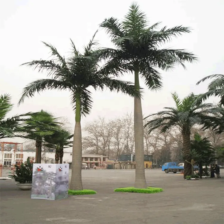 Fábrica de China Venta caliente personalizar al aire libre de palma de coco árbol artificiales de fibra de vidrio del árbol de Coco para paisajismo