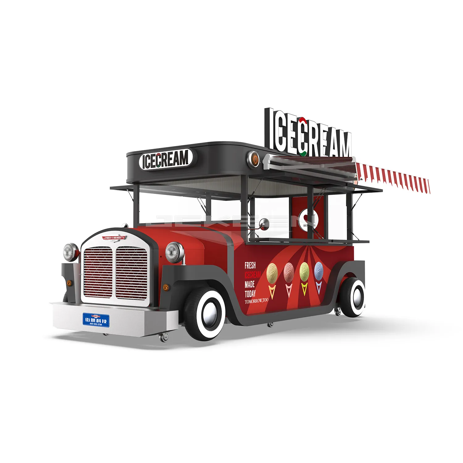 JEKEEN Fast-Food-LKW-Anhänger Mobile Hot Dog Burger Tragbares Eis Push Gebrauchte Lebensmittel wagen Street Vending Carts Zum Verkauf
